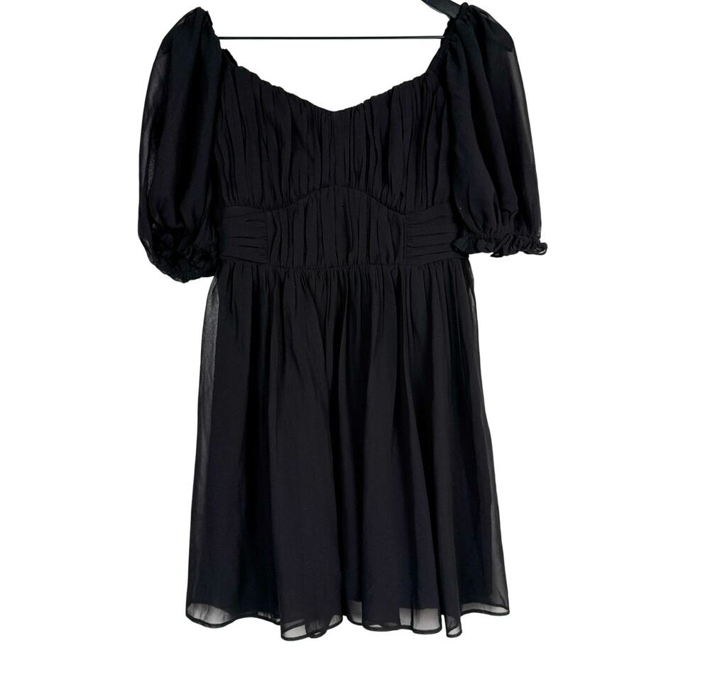 New Abercrombie & Fitch Emerson Chiffon Ruched Puff-Sleeve Mini Dress $80 - M